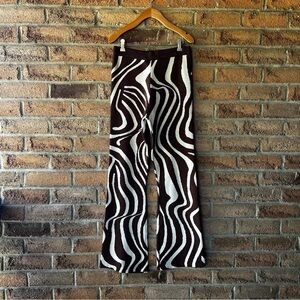 BAILEY ROSE | Stylish Brown and White Zebra print Boot Cut Pants
